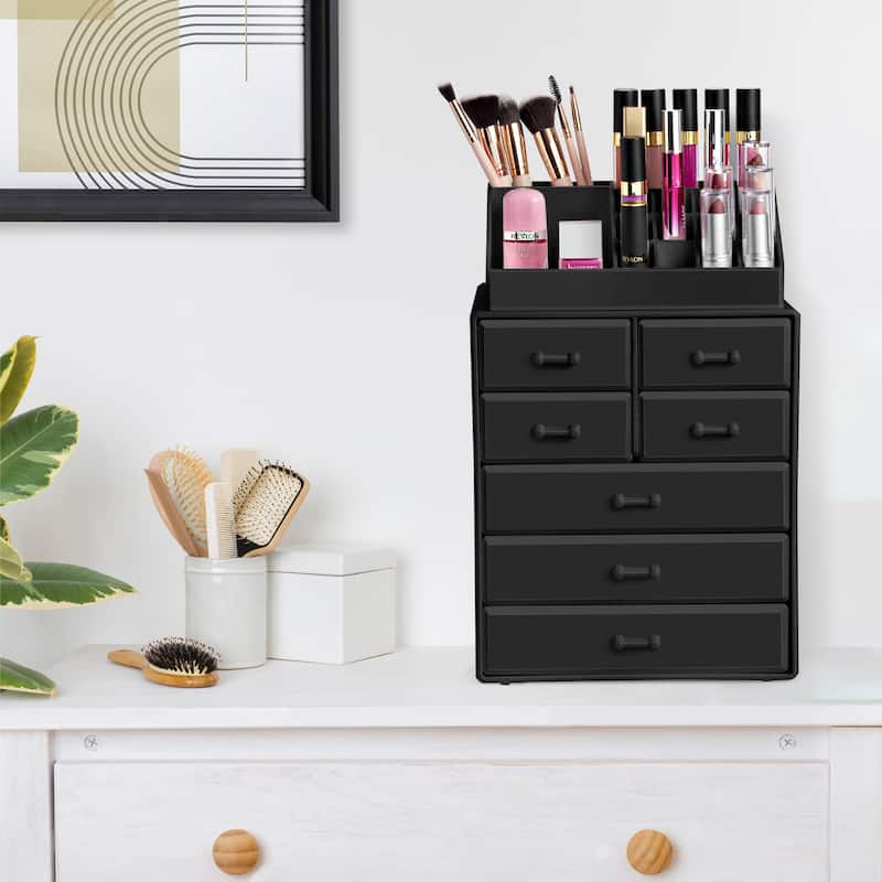 Sorbus Makeup Organizer with Brush Holder and Cosmetic Storage Drawers - 9.25" L x 6.25" W x 14.25" H