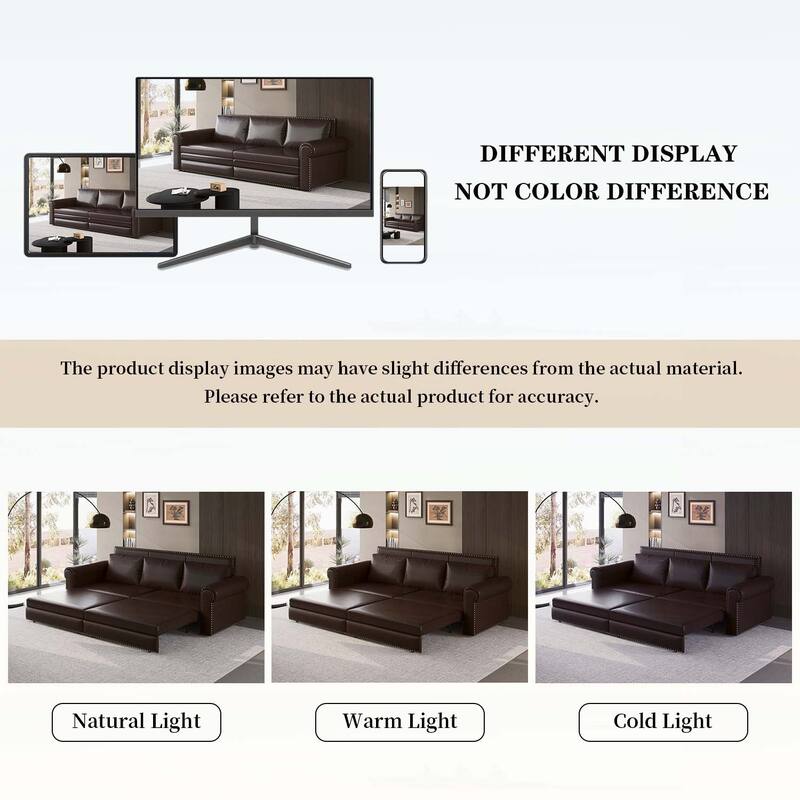 Pull Out Sofa Bed with Nailhead Trim & Rolled Arm,Multi-Functional for Living Room