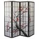 preview thumbnail 4 of 8, Roundhill Furniture Japanese 4-Panel Screen Room Divider, Plum Blossom