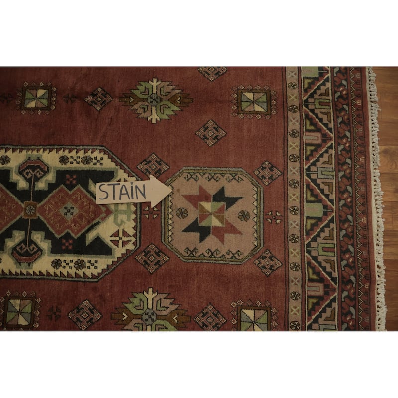 Hand Knotted Oriental 100% Wool Carpet Traditional Geometric Oranges & Rust Balouch Area Rug - 9' 9'' X 6' 7''
