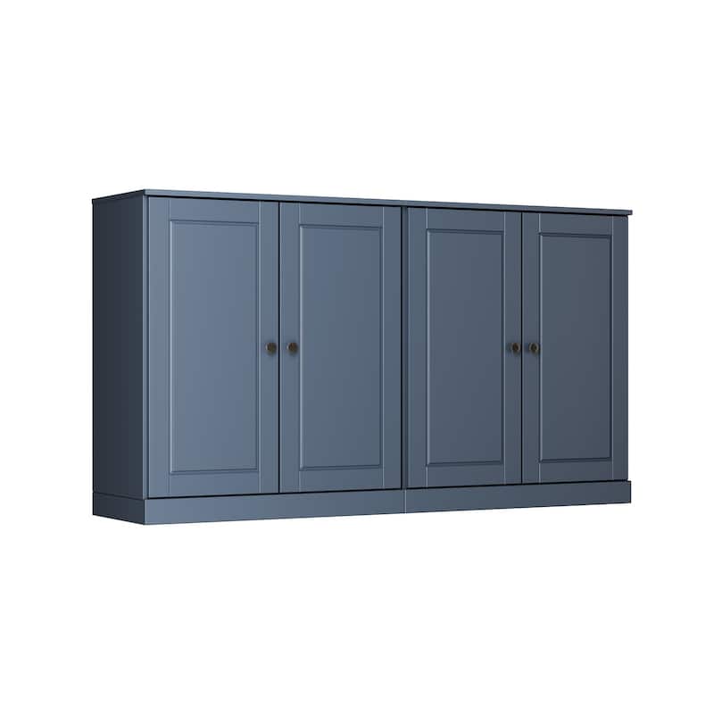 100% Solid Wood Sideboard with Glass or Solid Wood Doors by Palace Imports - 64" x 35.75" - Antique Blue - Solid