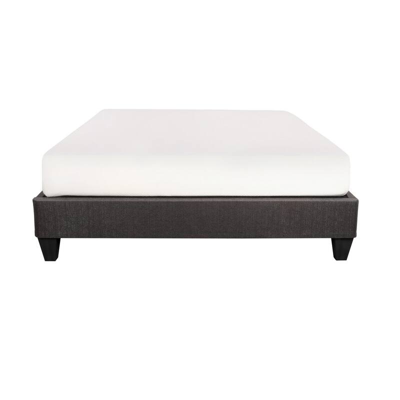 Tamy 13 Inch Full Size Platform Bed Frame, Wood Base, Dark Gray Linen