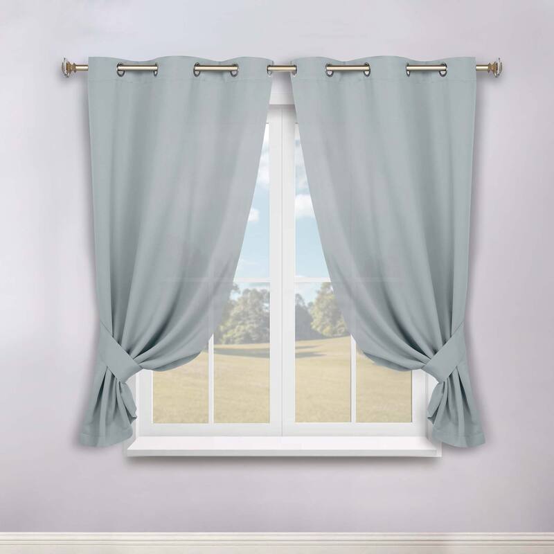 Superior Solid Machine Washable Room Darkening Blackout Curtains with Back Tabs, Set of 2