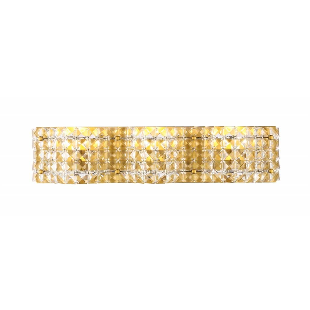 Brass Crystal Wall Sconce - 3 Light Modern Glam Lighting for Hallway Bedroom - 4.7