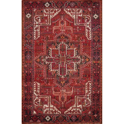 Hand Knotted Oriental 100% Wool Carpet Traditional Medallion Red Heriz Area Rug - 10' 11'' X 8' 2''
