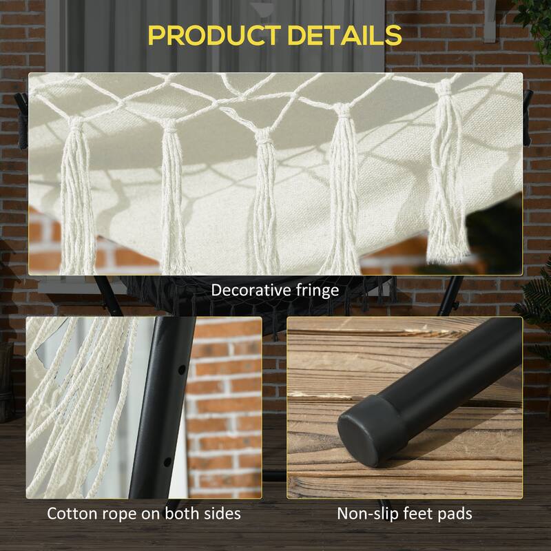 Outdoor Hanging Chair Hammock Chair with Built-In Pillow & Storage Pocket, Swing Chair with Stand