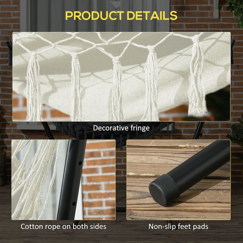 Outdoor Swing Hammock Chair with Side Pocket & Headrest Hanging Swing Chair Lounge Chair Rocking Chair with Stand