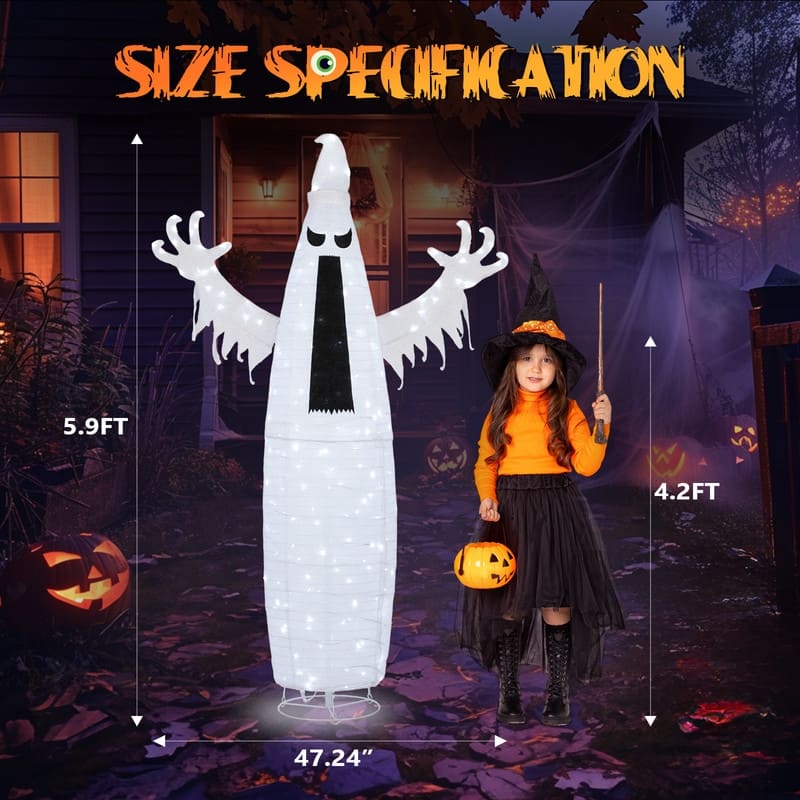5.9Ft Halloween Collapsible Ghost Decorations