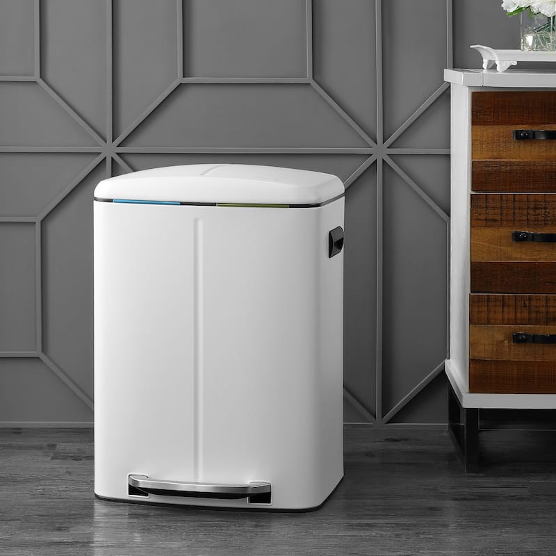 happimess 10.6-Gallon Double Bucket Trash Can with Soft Close Lid