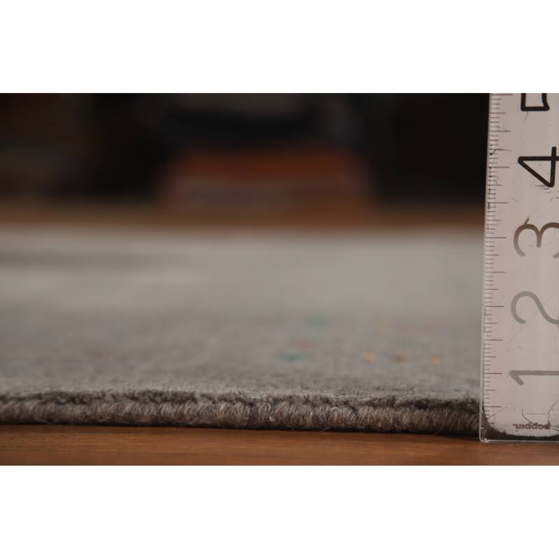 Hand Knotted Oriental 100% Wool Carpet Tribal Tribal Greys & Charcoal Gabbeh Area Rug - 8' 2'' X 5' 1''