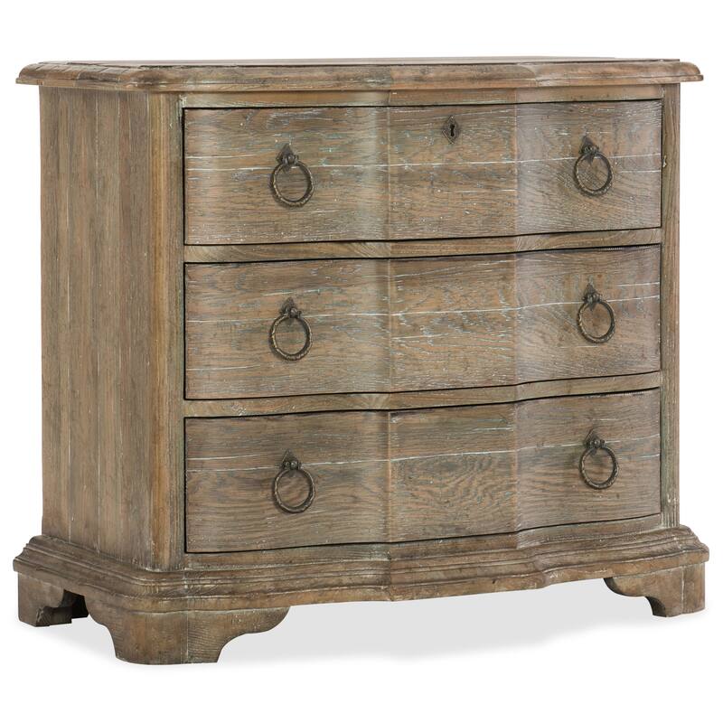 Hooker Furniture Bastogne 34-3/4" Wide 3 Drawer Poplar Wood Nightstand - Antique Milk