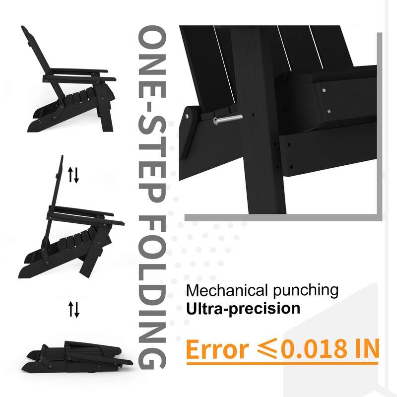 WINSOON 2-Piece All Weather HIPS Outdoor Folding Adirondack Chair with Ottoman