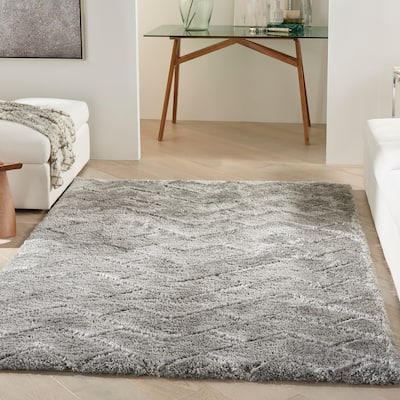 Nourison Dreamy Shag Contemporary Chevron Geometric Abstract Area Rug