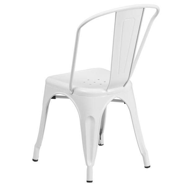 Shop Collins White Metal Indoor Outdoor Patio Bar Stackable Chair W Vertical Slat Overstock 15942800