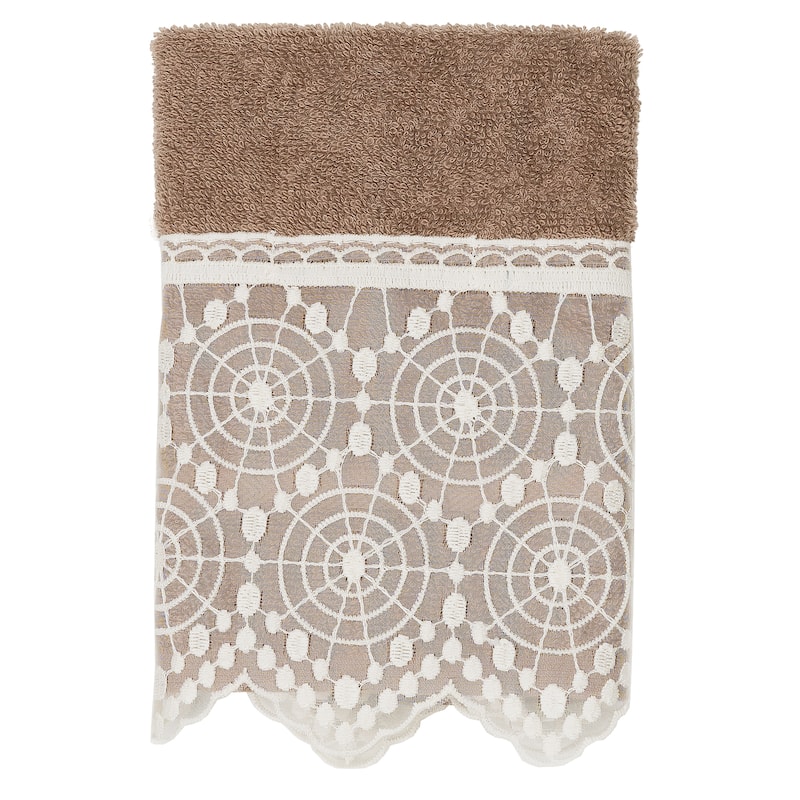 Authentic Hotel and Spa 100% Turkish Cotton Arian 3PC Cream Lace Embellished Towel Set