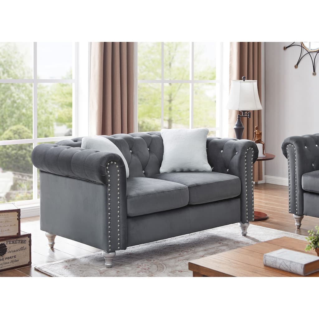 Raisa Microsuede Velvet Tufted Loveseat