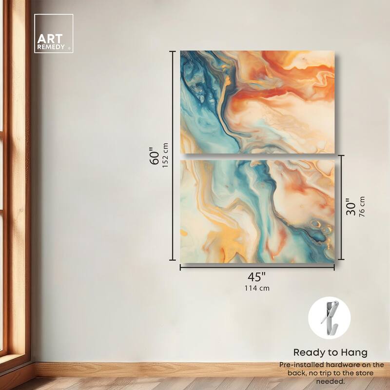 Marbled Sunrise II Canvas Set of 2 by Art Remedy, Gallery Wrapped
