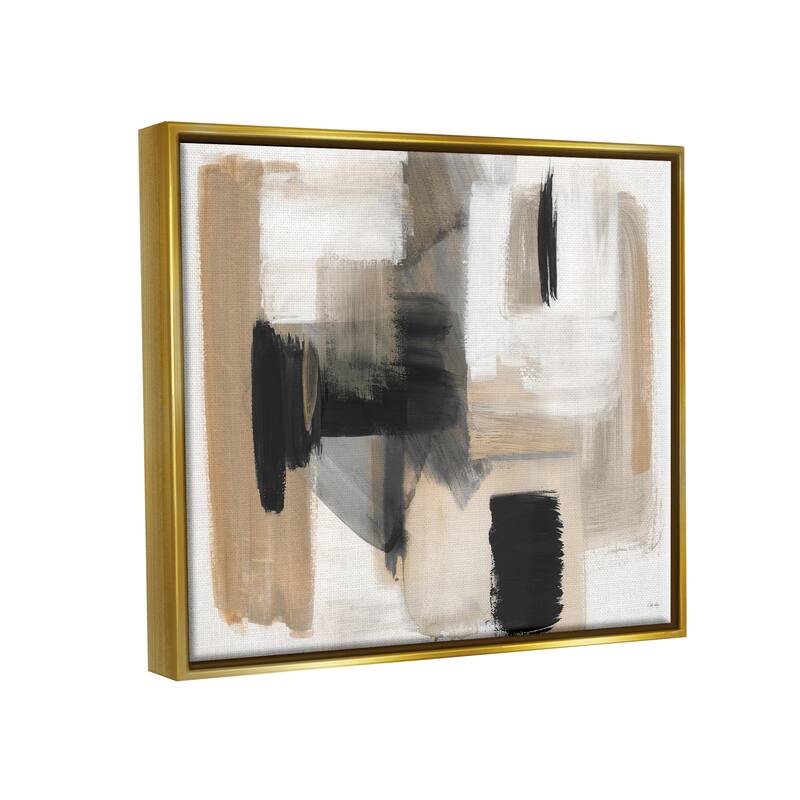 Stupell Tan & Black Collage Framed Floater Canvas Wall Art Design by Stella Chang