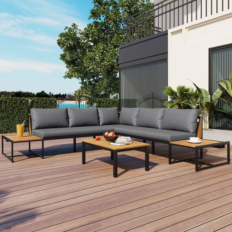 Sleek and Modern 4-Piece Patio Furniture Set by Leisure Zone