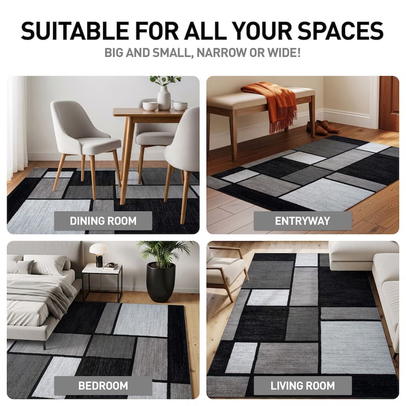 World Rug Gallery Contemporary Modern Boxed Color Block Area Rug