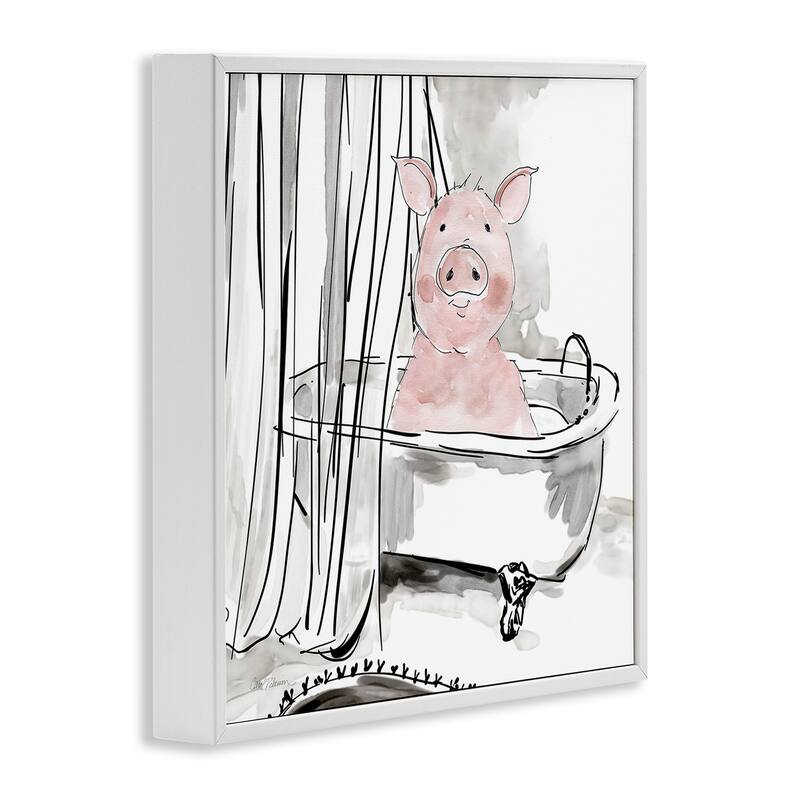 Stupell Minimal Bathtub Piggy Framed Giclee Art Design By Carol Robinson
