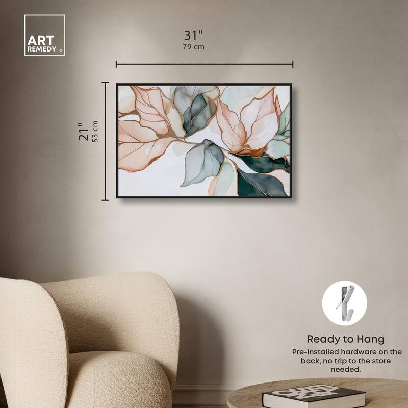 Golden Veined Leaves I Canvas by Art Remedy