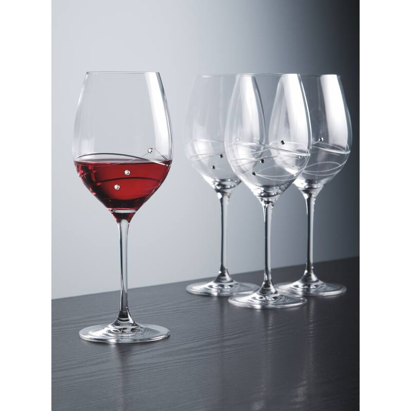 Majestic Gifts Inc.Glass Wine Goblets-W/ Swarovski Diamonds-16oz-Set/4 - 3.75"