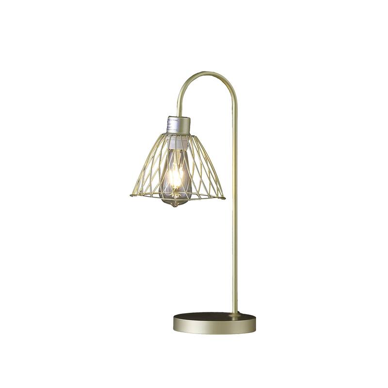 20.5 In. Industrial Pendant Cage Gold Metal Table Lamp