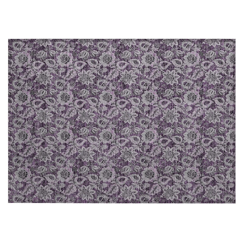 Machine Washable Indoor/ Outdoor Chantille Floral Farmhouse Rug