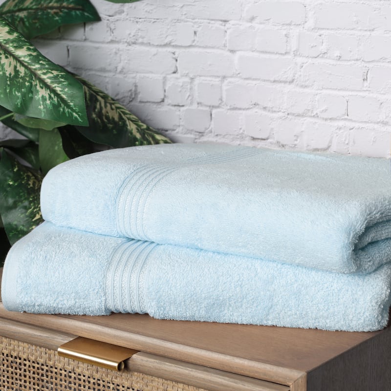 Superior Egyptian Cotton Soft Medium Weight Bath Sheet- (Set of 2) - Light Blue