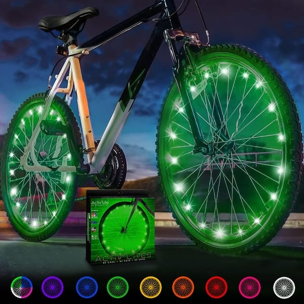 slide 2 of 5, Activ Life Bicycle Tire Lights (2 Tires, Green), Best Summer & Vacation Gifts, Fun Ideas for Him, Her, Teens & Kids