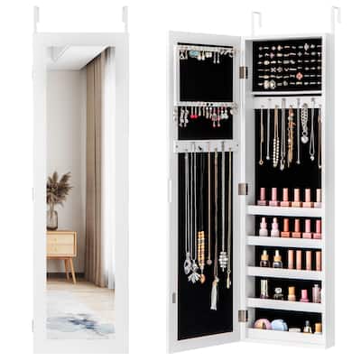 Costway Jewelry Cabinet Wall or Door Mounted Jewelry Armoire with