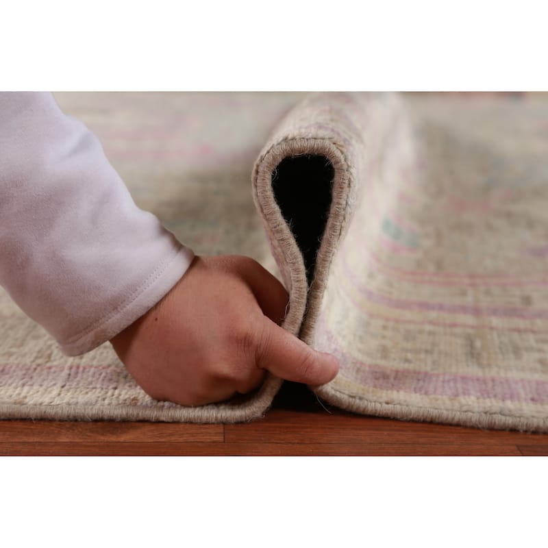 Hand Knotted Oriental 100% Wool Carpet Transitional Geometric Multi-Colored Oushak Area Rug - 9' 0'' X 8' 10''