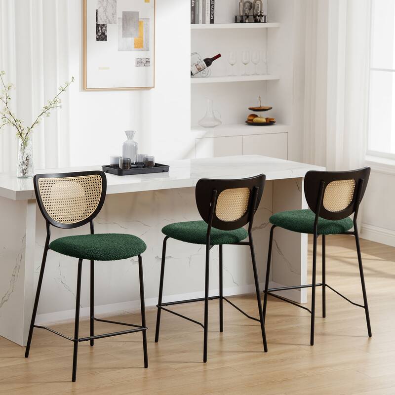 26" Rattan Counter Height Bar Stools Set of 2/3/4 - 37.8"H x 17.7"W x 21.7"D