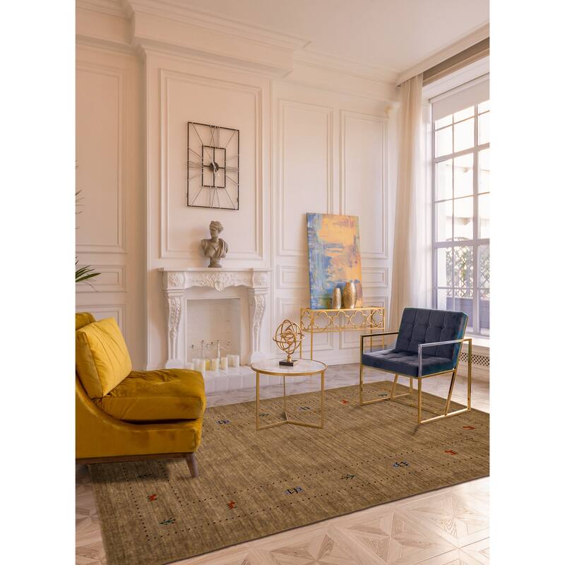 ECARPETGALLERY Hand Loomed Kashkuli Gabbeh Light Grey Wool Rug - 5'0 x 8'0