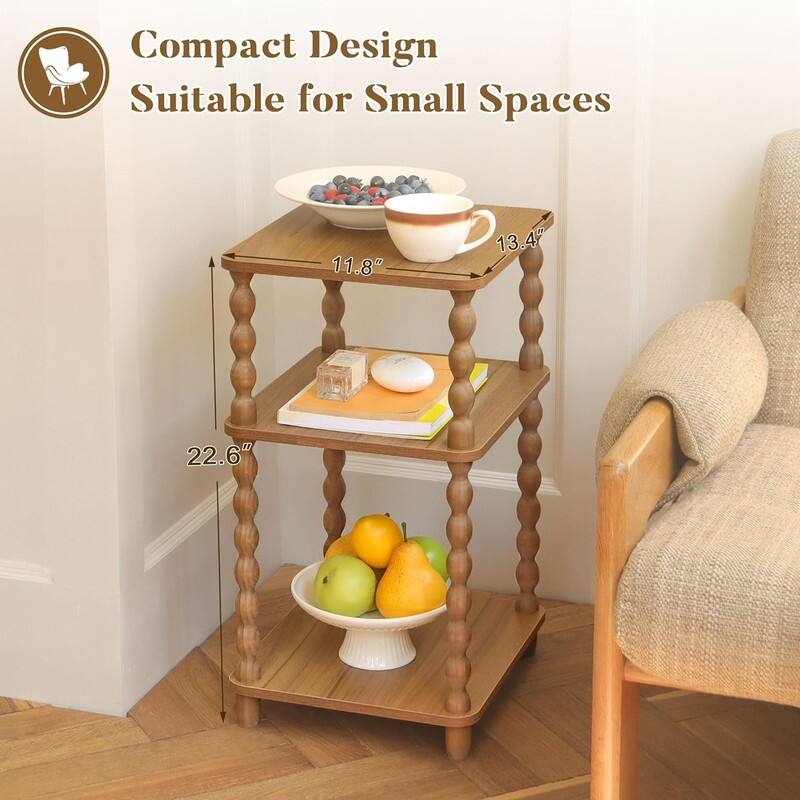 Small End Table with Storage Shelf Vintage Nightstand Bedside Table