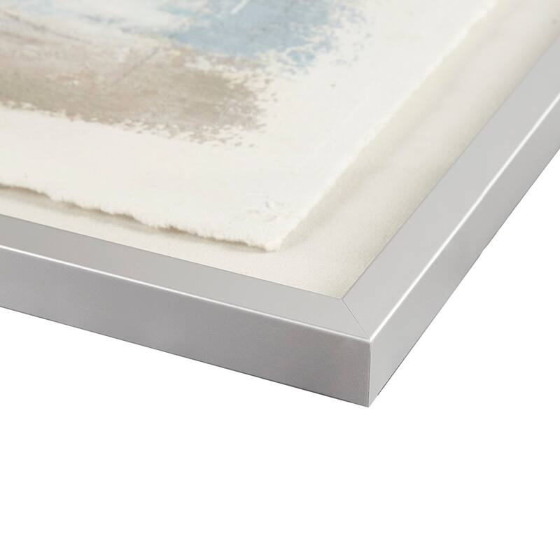 Hand Painted Abstract Framed Glass and Matted Wall Art - Blue