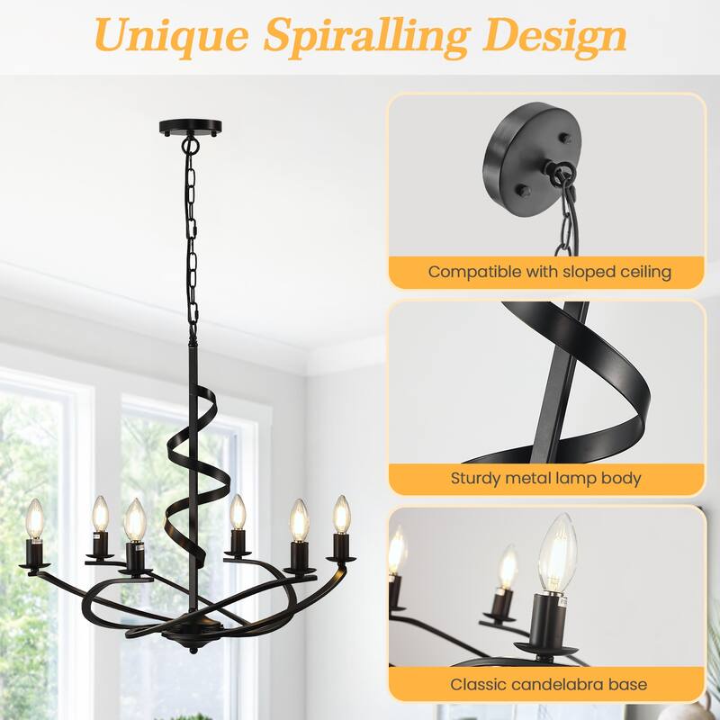 Vintage Swirling Ribbon Shaped Candle Chandelier
