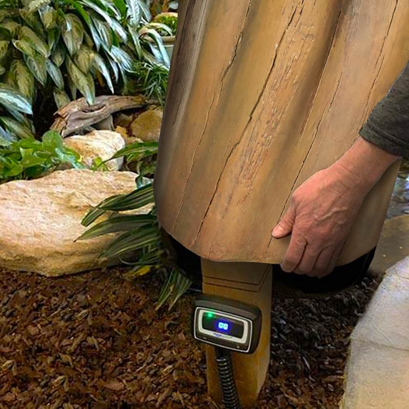 Outdoor End Table Faux Wood, 17.9in Wood Stump Stool, Deck or Garden