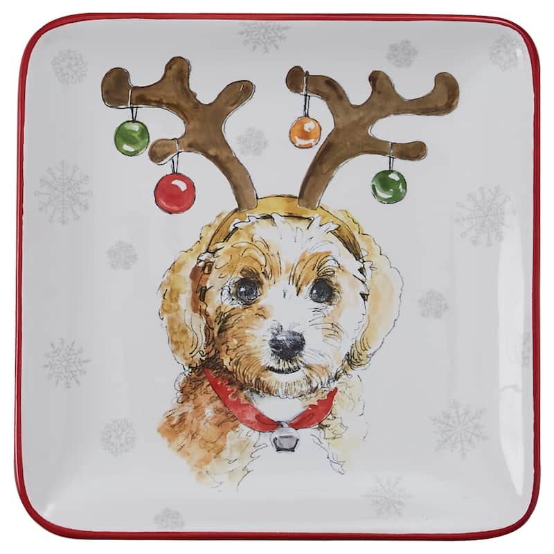 Park Designs Holiday Paws Salad Plate Set of 4 - 1"H X 8.5"SQ