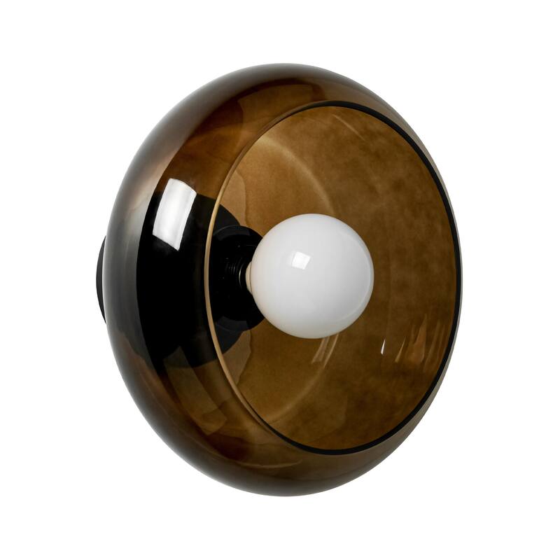 10.4" 1-Light Modern Bowl-Shaped with Brown/Milk White Glass Shade Wall Sconce for Hallways, Bedroom