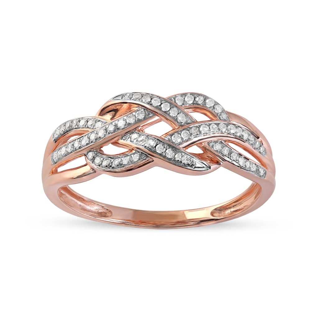 IGI Certified 1/5ct TDW Diamond Swirling Band in 10K Rose Gold for Women - Rose gold
