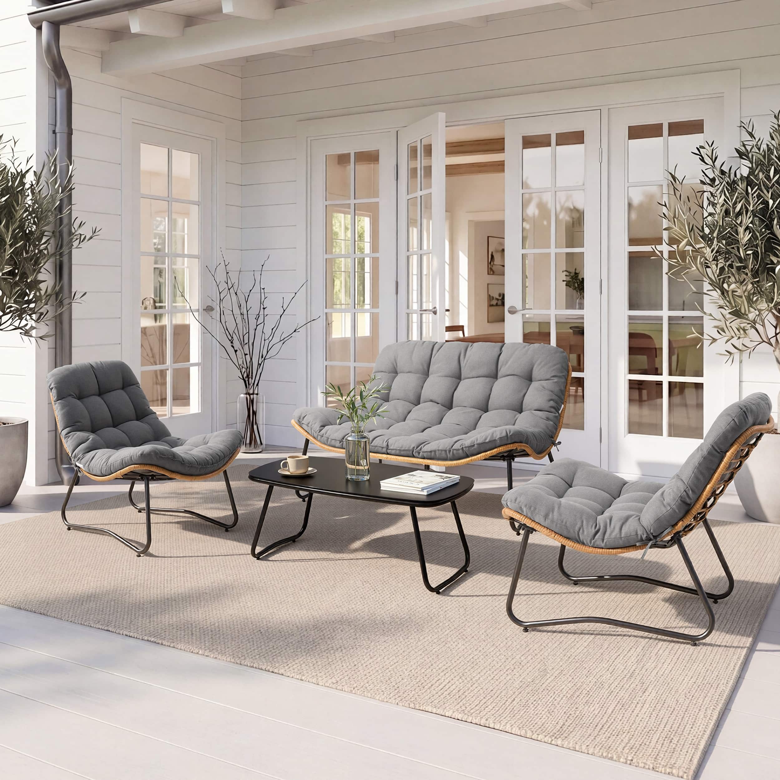 Option Dark Grey+2 single chairs+table