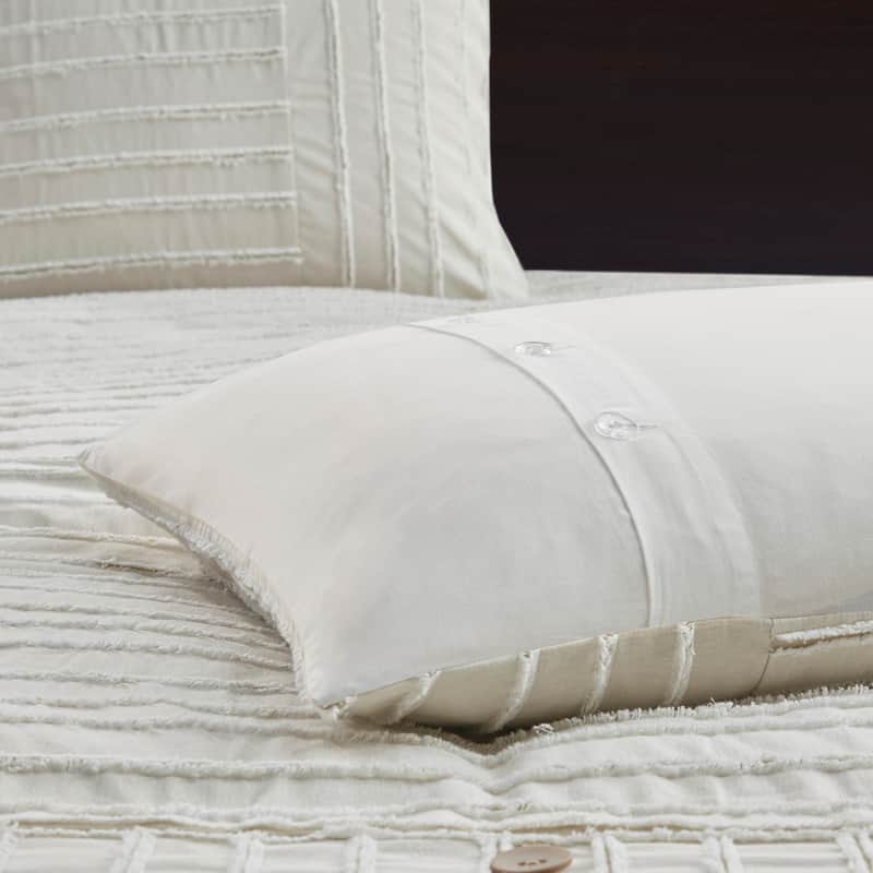 Madison Park Signature Essence Oversized Cotton Clipped Jacquard Comforter Set with Euro Shams and Throw Pillows
