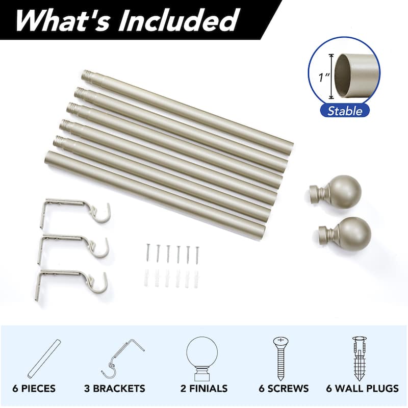 Deconovo 1 Inch Window Curtain Rod