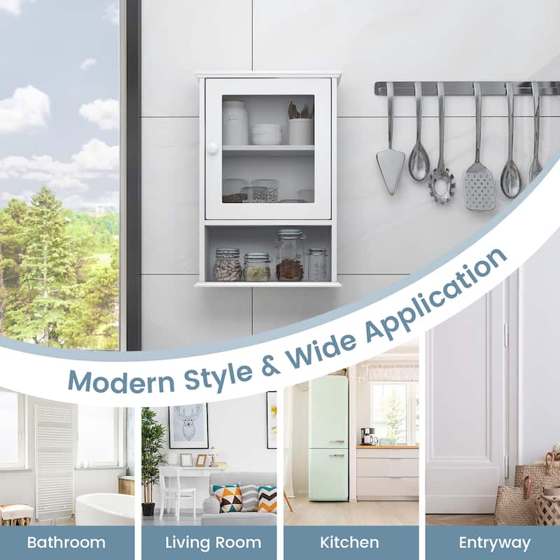 Gymax Wall Mounted Bathroom Cabinet Storage Organize Hanging Medicine