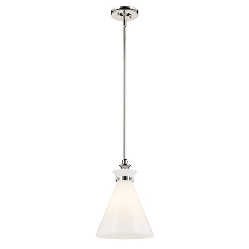 Kichler Lighting Laria 10.5 Inch 1 Light Pendant with Opal Glass in Polished Nickel