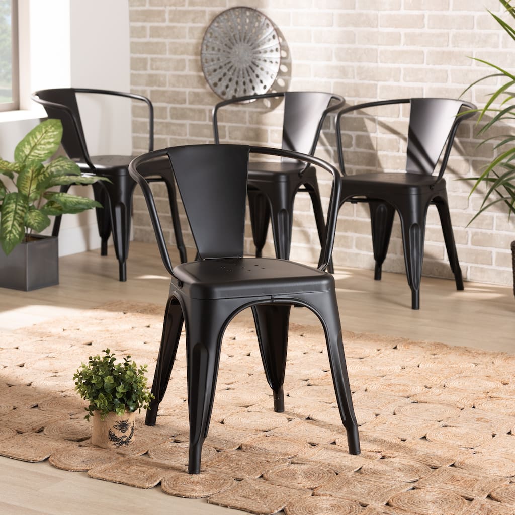 Ryland Modern and Industrial Metal Dining Chair Set (4PC)