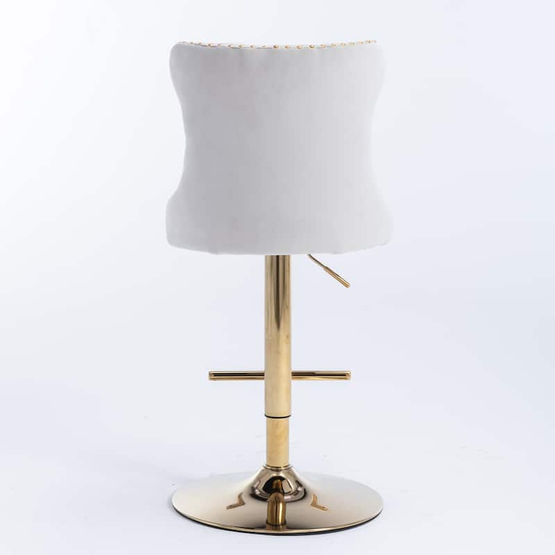Golden Swivel Velvet Barstools Adjusatble Seat Height from 25-33 Inch,Upholstered Bar Stools with Backs Set of 2