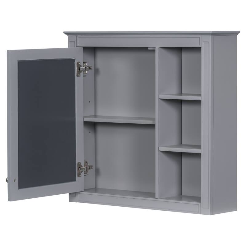 GDFStudio - Ravensden Modern Freestanding Bathroom Vanity Set with Ceramic Sink and Mirror Cabinet with a Tip-out Drawer - 30'W